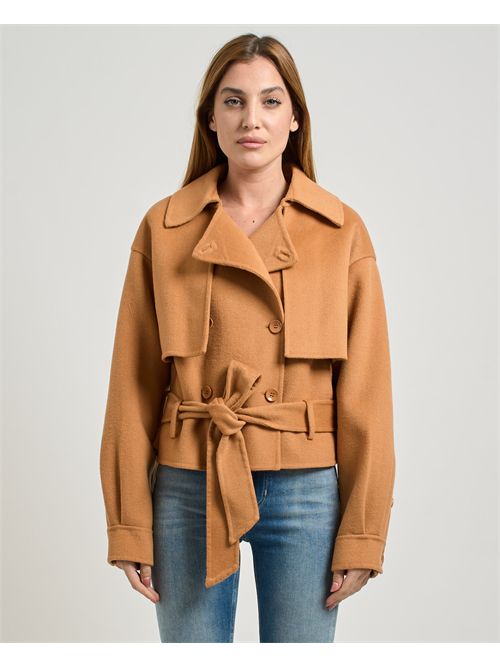 Silvian Heach women's double-breasted coat with belt SILVIAN HEACH | GPA25163CPBISCUIT